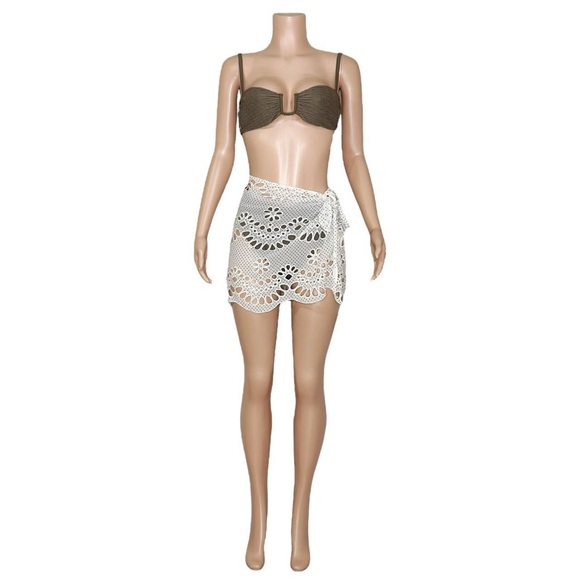 FOR LOVE & LEMONS Cookies N Cream Tie Up Skirt, Ivory Eyelet, Large - Picture 8 of 10